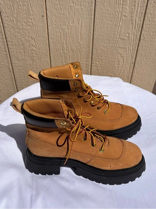 Timberland Sky 6-Inch Lace Up Wheat Nubuck Leather Platform Boots Women's - Picture 4 of 8